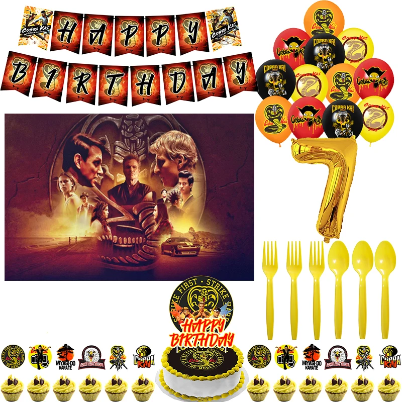 Cobra Kai украшение для дня рождения воздушный шар фон торт Топпер Cobra Kai товары для вечеринок Baby Shower