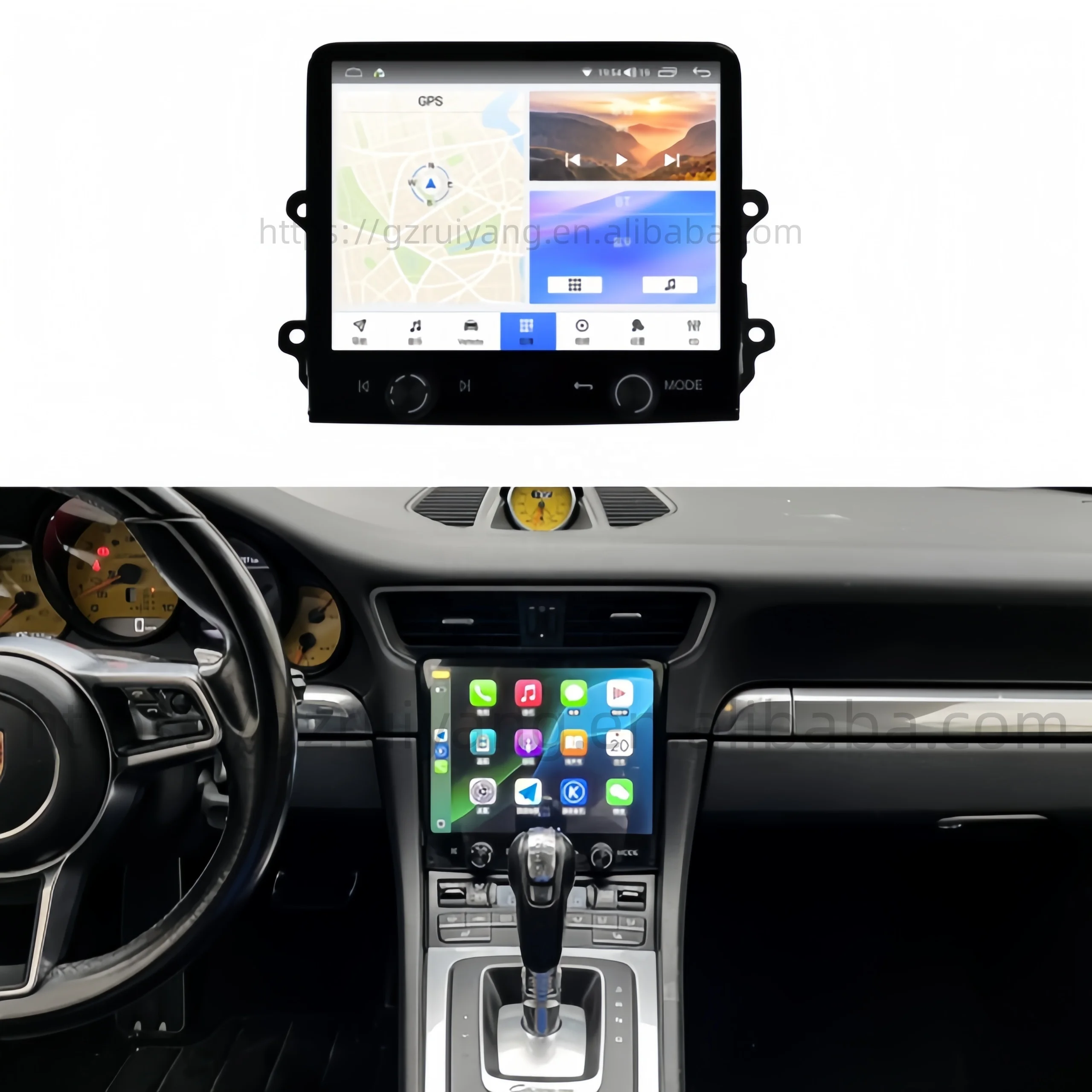 for Porsche 911 and 718 Have Large Central Control Screens That Support Carplay and Navigation Functions, Models 982 and 991