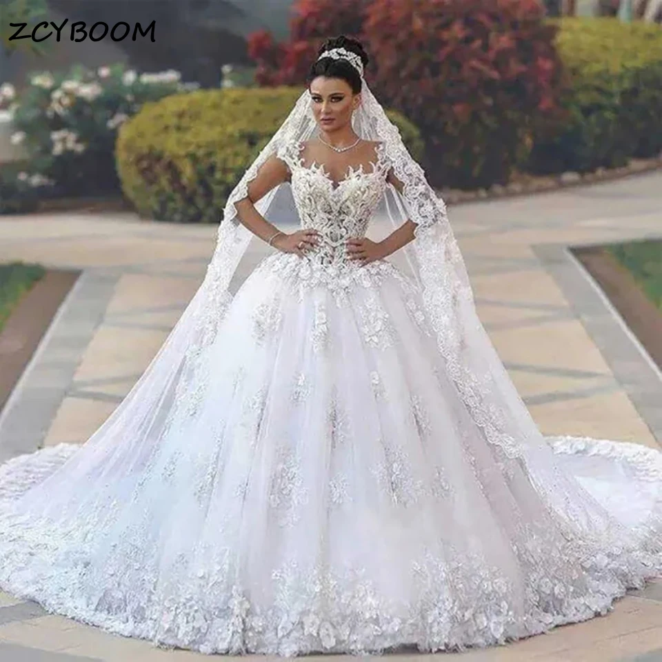 

Gorgeous White Ball Gown Wedding Dress For Women 2024 Princess Sweetheart Lace Appliques Backless Bridal Gowns Vestidos De Novia