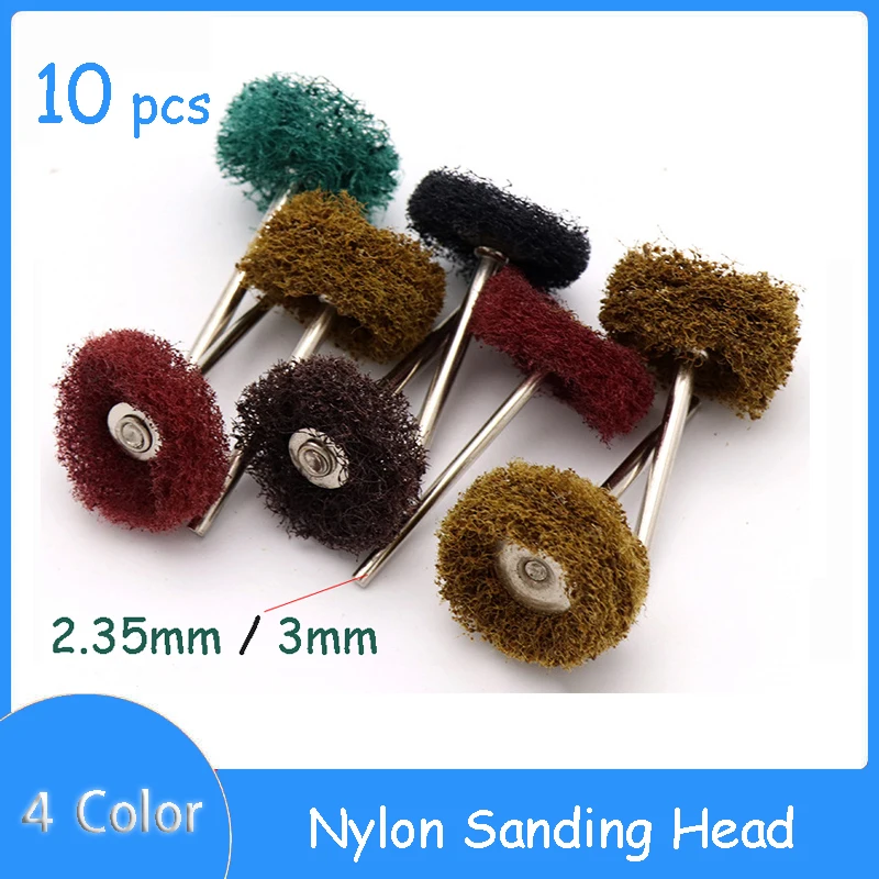 

10Pcs Pacifier Cloth Grinding Head Nylon Sanding Head With 2.35mm/3mm Shank Polishing Brushing Head Mini Single/Double layer