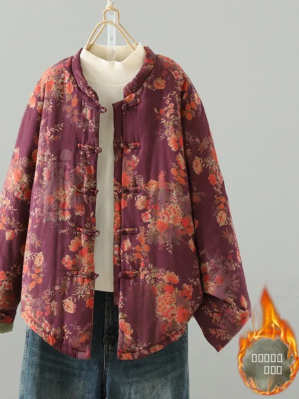

Женское свободное пальто Thiened Cotton Jaet в китайском стиле, новая зимняя одежда Hanfu, льняная хлопковая верхняя одежда без бирки