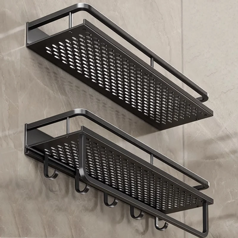 50CM/60CM Aluminum Bathroom Shelf Shelves Shampoo Makeup Storage Holder Kitchen Organizer Wall Mounted Rack Access