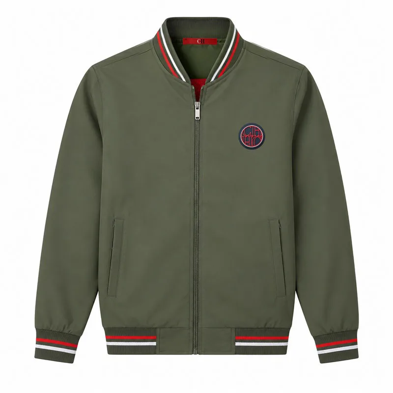CH Men’s Er Jacket Lightweight Casual Zip Up Stand Collar Jacket Streetwear Windbreaker Coat Spring Autumn Baseball Varsity