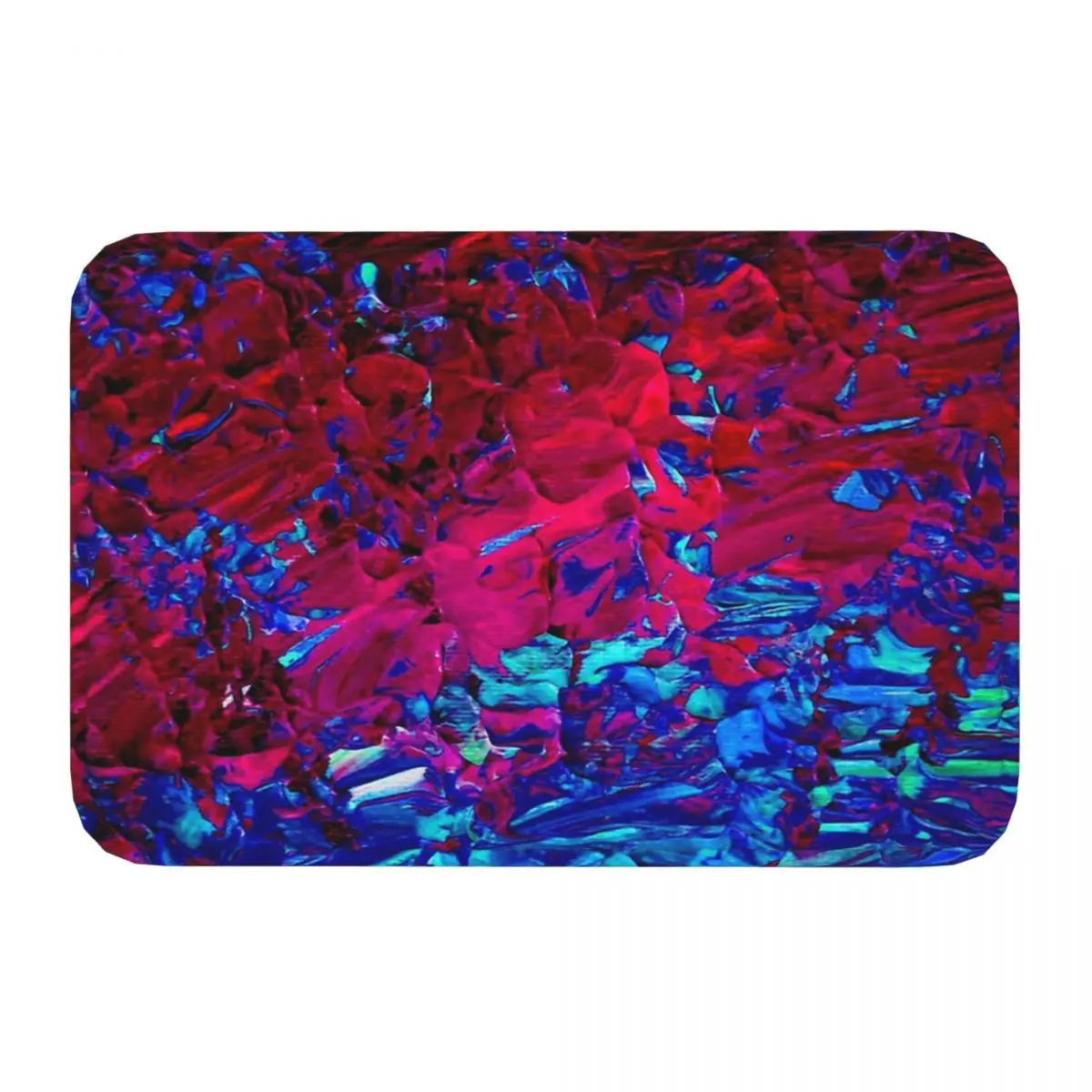 Purple Fuchsia Magenta Turquoise RoyalBath Mat Abstract Acrylic Painting Doormat Living Room Carpet Balcony Rug Home Decor