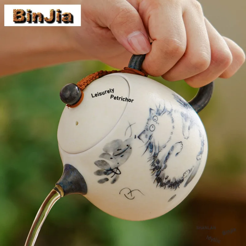 294ml Hand Painted Cat Teapot Boutique Tea Infuser Pot Household Tea Maker Kettle With Strainer Tea Ceremony Accessories Gift