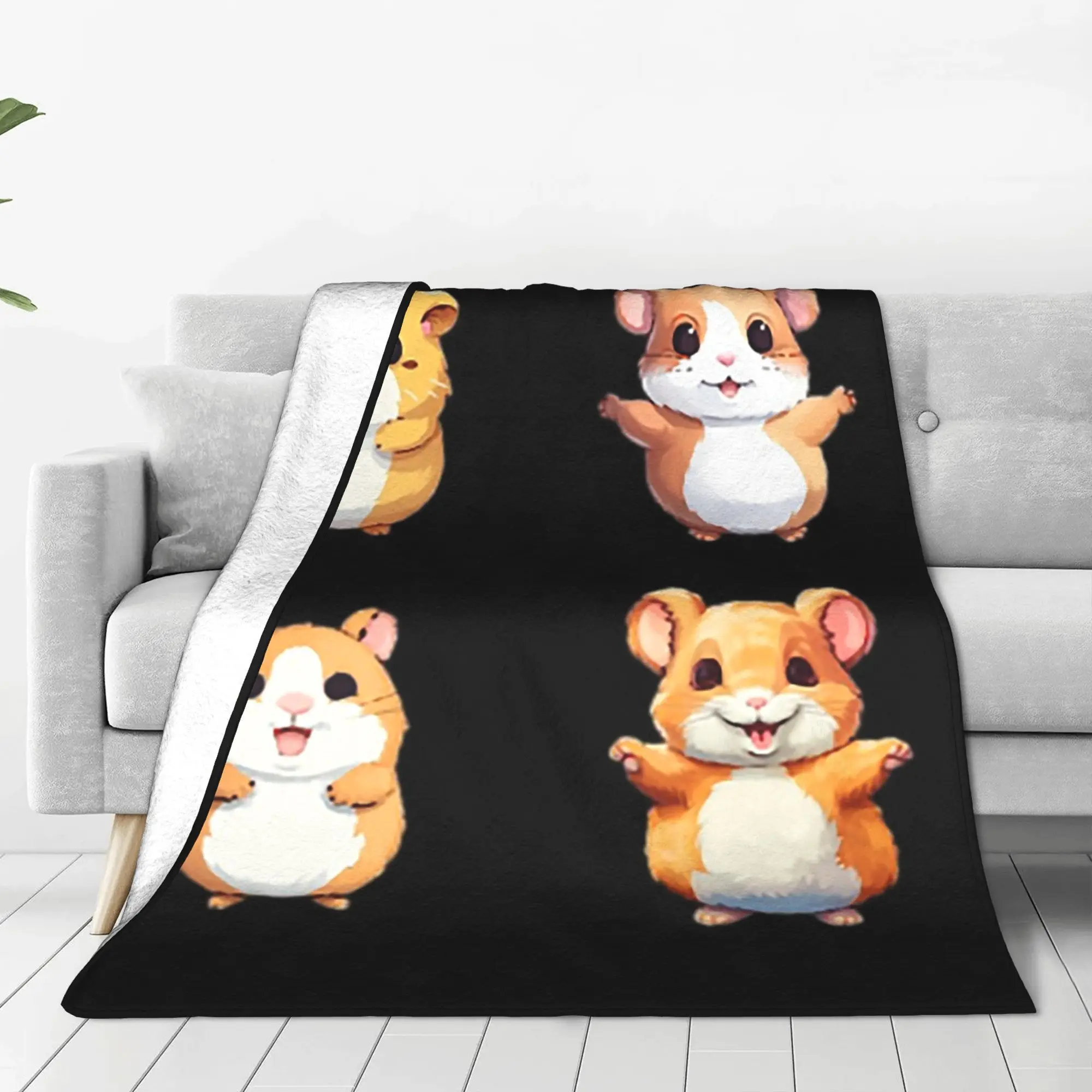 Hamster Blanket Breathable Fleece Sofa Throw Blanket for Home Bedroom Outdoor Throws Bedspread Quilt