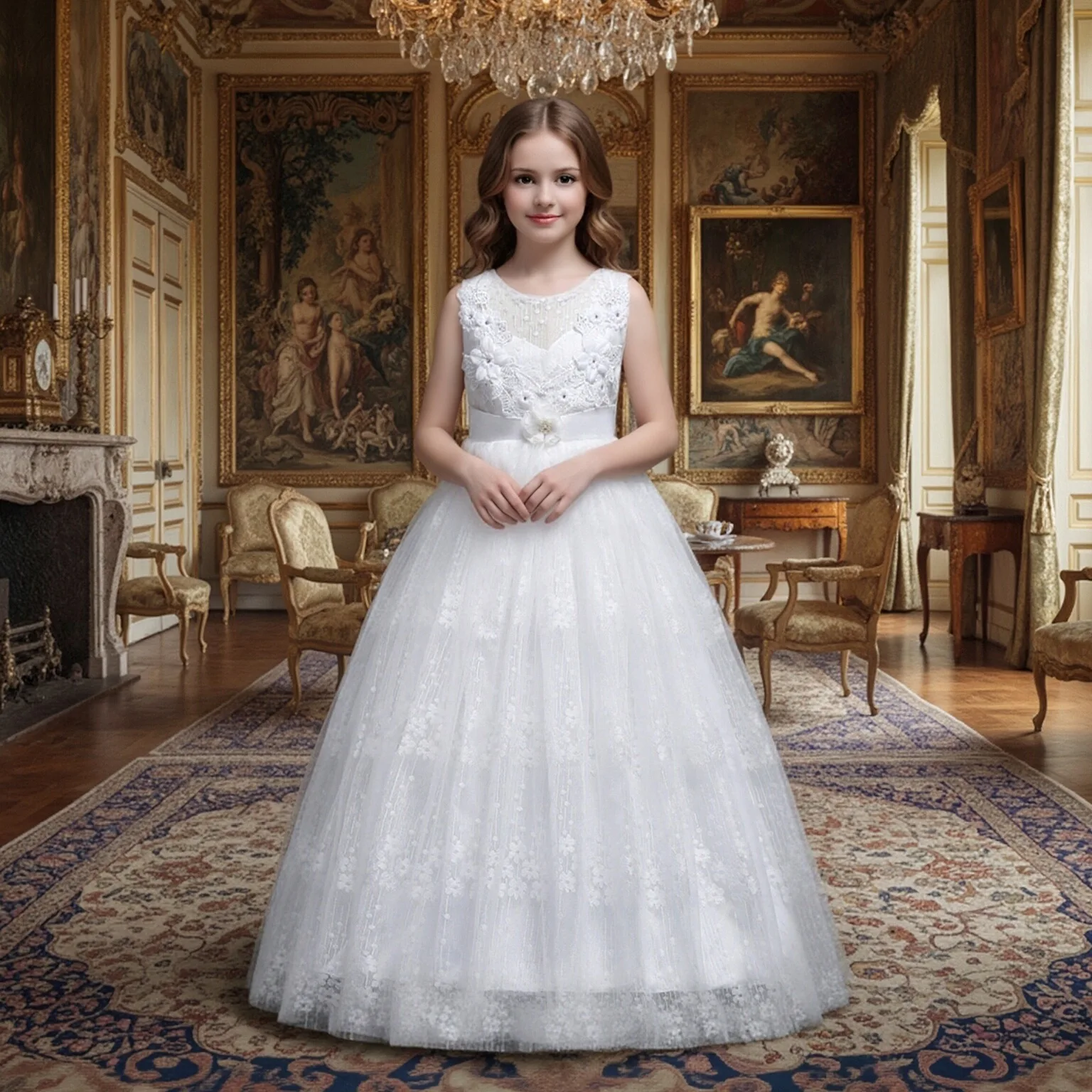 Elegant Evening Dress For Girls Baptismal Costume Birthday Wedding Dress Girl Princess Dress Children's Piano Performance Gown