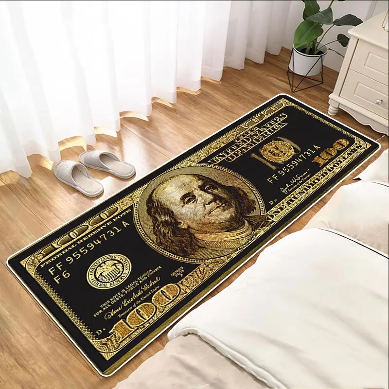 Felpudo antideslizante para decoración del hogar, Felpudo con patrón de dinero en dólares, alfombras de suelo para sala de estar, cocina, Alfombra de baño