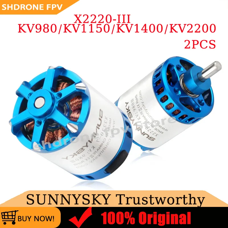 

SUNNYSKY X2220-III Brushless Motor 980KV 1150KV 1400KV 2200KV Outrunner Motor 3-4S Voltage for RC Fixed-wing Airplane Drones