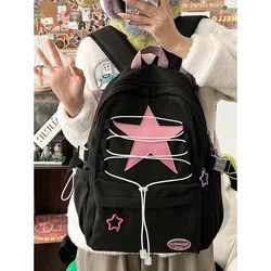 2024 Star Pattern Fashion Backpack College Student Large Capacity Schoolbag Girl Cute School Back Pack  Mommy Travel Handbag