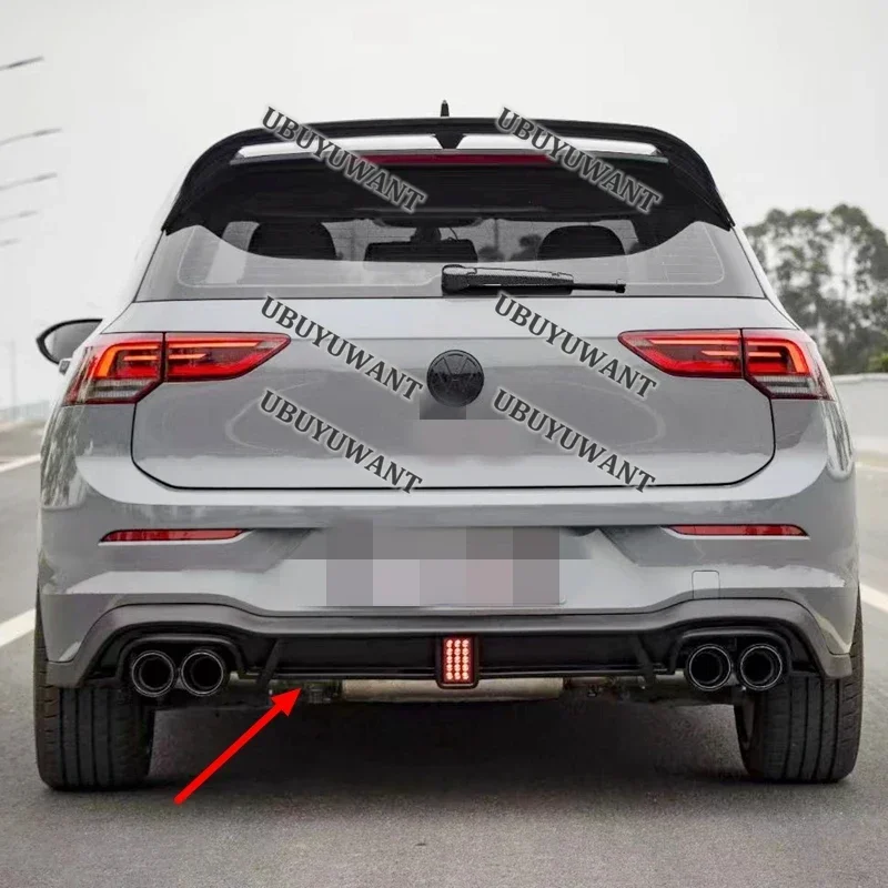 For Volkswagen GOLF 8 MK8 Pro /R-line /GTi /R 2020-2024 Car Rear Bumper Diffuser WITH RED LIGHT  Side Splitter Spoiler Lip