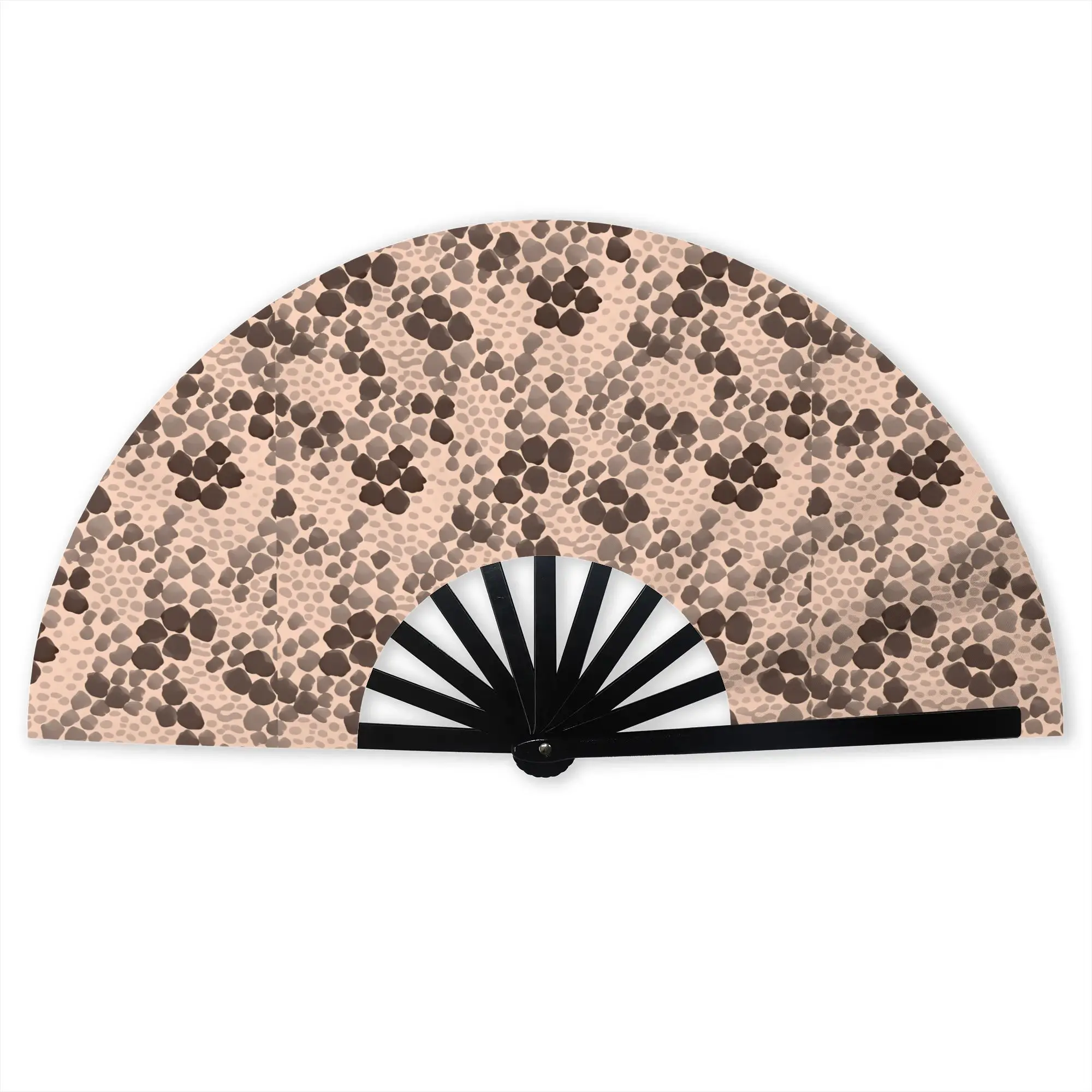 Snake Skin Specled Mosaic Cluster  Folding Hand Fan Light Orange  Polyester Fabric Fan Fashion Summer Accessory Decorative Fans