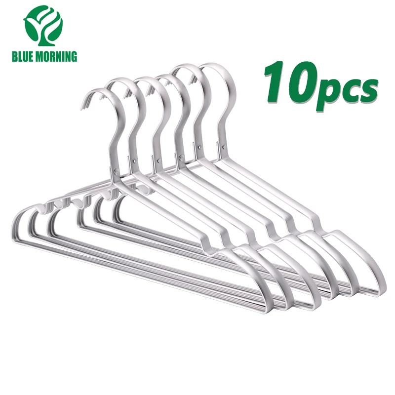 

10 Pcs Aluminum Clothes Hangers Durable Coat Hangers Anti-slip Garment Racks Silvery Alloy Clothing Hanger Wardrobe Organizer