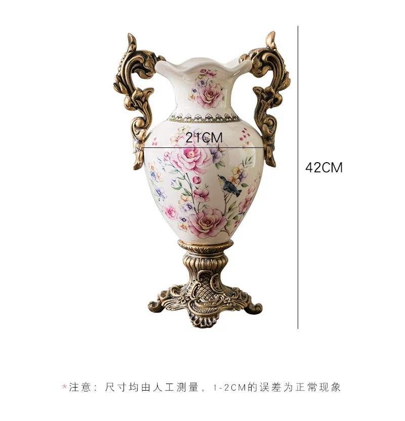 Creative European amphorae floor-standing ceramic vase flower arrangement high-end American retro personality home decoration va
