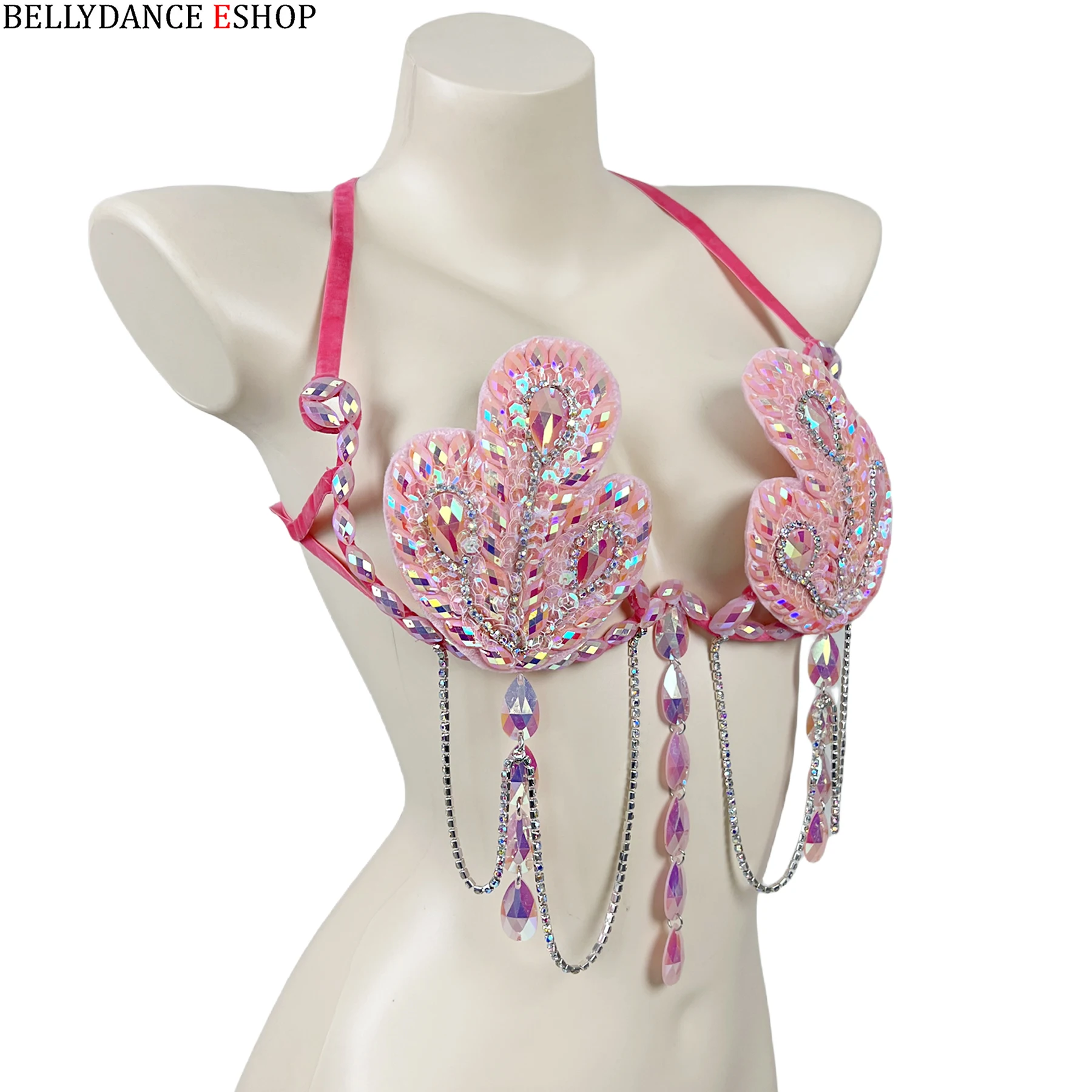 New Sexy Samba Carnival Top Bra For Women Rainbow Royal blue Stone Belly Dancing WIRE BRA BB010