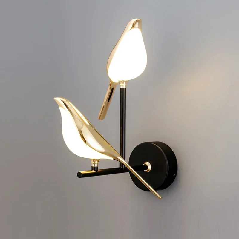 

Modern Creative Wall Light Originality Personality Magpie Bird Sconce Bedside Bedroom Parlor Corridor Balcony Decor Lamp Fixture