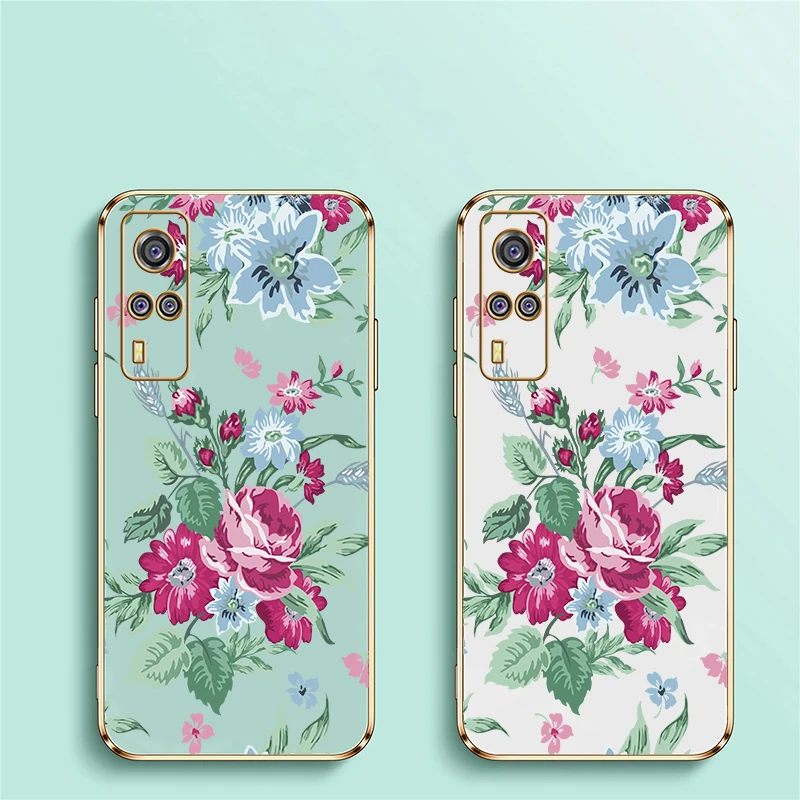 تصفيح جراب هاتف ل Vivo Y15 Y15A Y15S Y9S Y5S Y3 Y03T Y02S Y02 Y01 Y12 Y12i Y11S Y11 سيليكون لينة بولي يوريثان زهرة طباعة غطاء