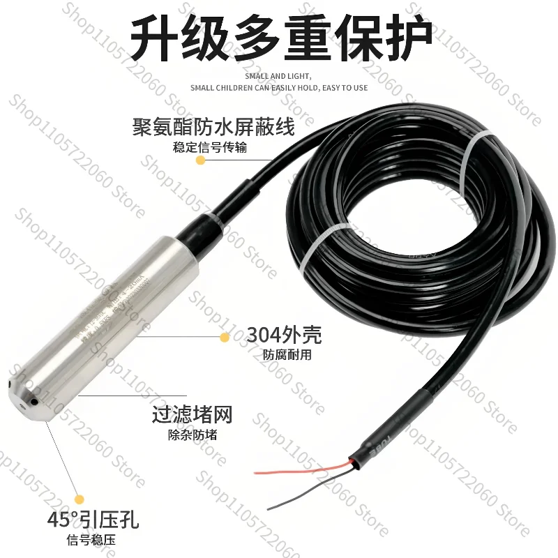 Input Type Liquid Level Transmitter Integrated Static Pressure Sensor Probe Fire Water Tank Display Controller 4-20mA