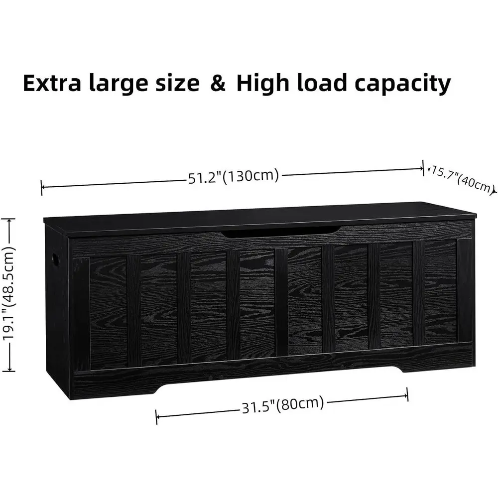 Duża drewniana ławka do przechowywania z miejscem na buty, udźwig 100 kg, łatwy montaż, czarna