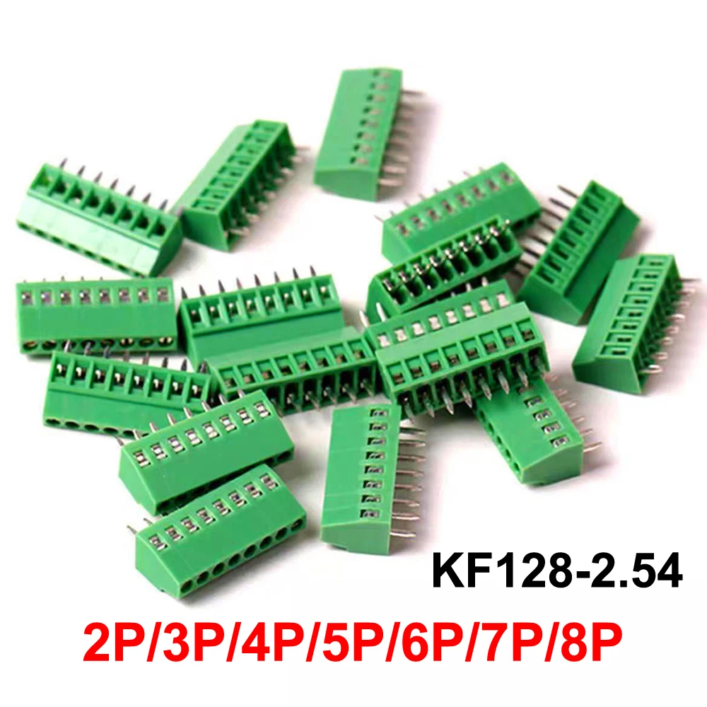 Conector de bloques de terminales de tornillo Mini PCB, 10 piezas, KF128, 2,54mm, para cables KF128-2.54 2P 3P 4P 5P 6P 7P 8P