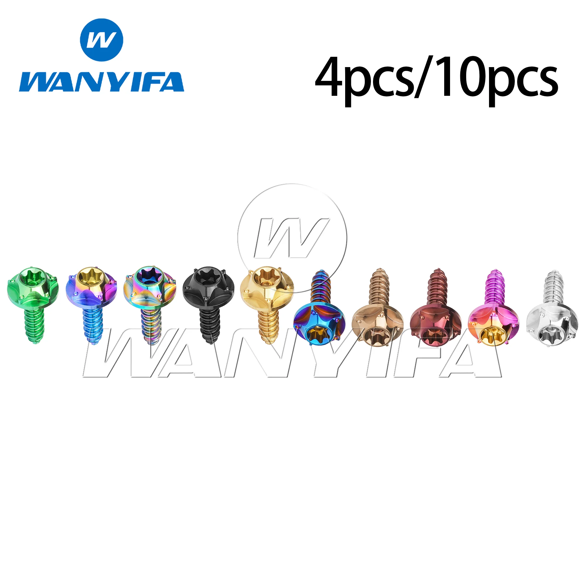 Wanyifa GR5 Titanium Alloy M4/M5x15mm Self-Tapping Screws Fasteners for Motorcycle Body Modifications 4/10PCS