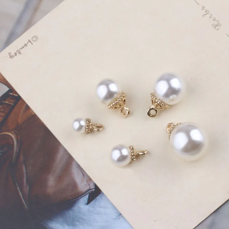 10pcs Diy Ear Accessories Hair Material K Gold Color Alloy Inlaid Pearl Pendant Earrings Supplies For Jewelry Handmade Charms