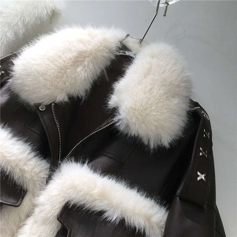 fashion 2023 winter office new lady imitation fox fur coat female short big pocket rivets faux fur jacket chic women\'s clothing