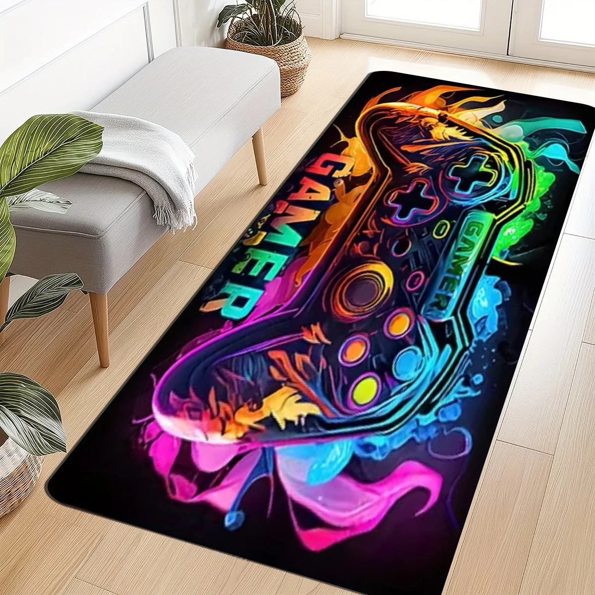 Gamer Controller Mouse Pad Gaming Mat for PC Setup RGB LED Gaming Desk Rug for Streamer