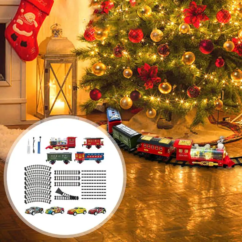 Model Train Set Classic Train Set Train Toy Sound Locomotive Model Battery-Powered Railway Kit Christmas Toy For Girls