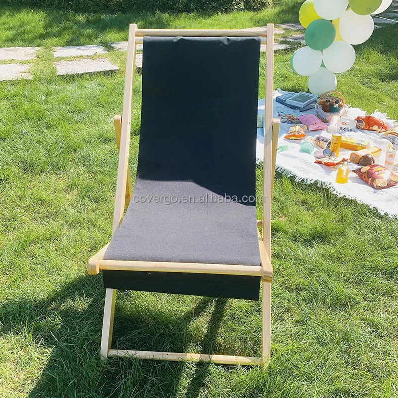 

New Arrival New Arrival Wholesale Custom Printing Logo Adjustable Folding Wood Lounge Deck Chair Beach Chairs
