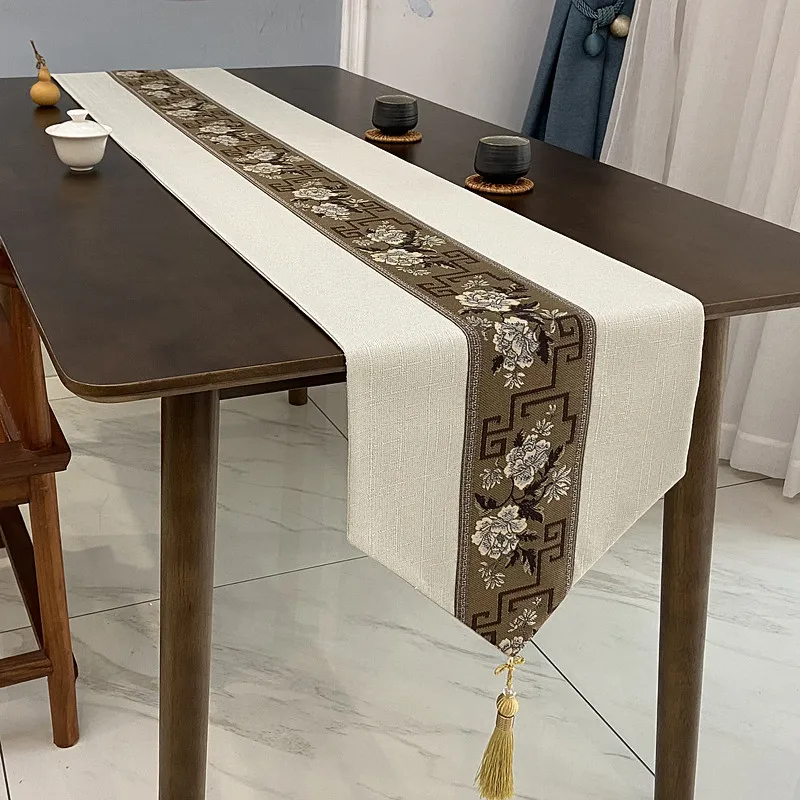 Table runner new Chinese tea tablecloth Zen cotton and linen tea table TV cabinet fabric tablecloth