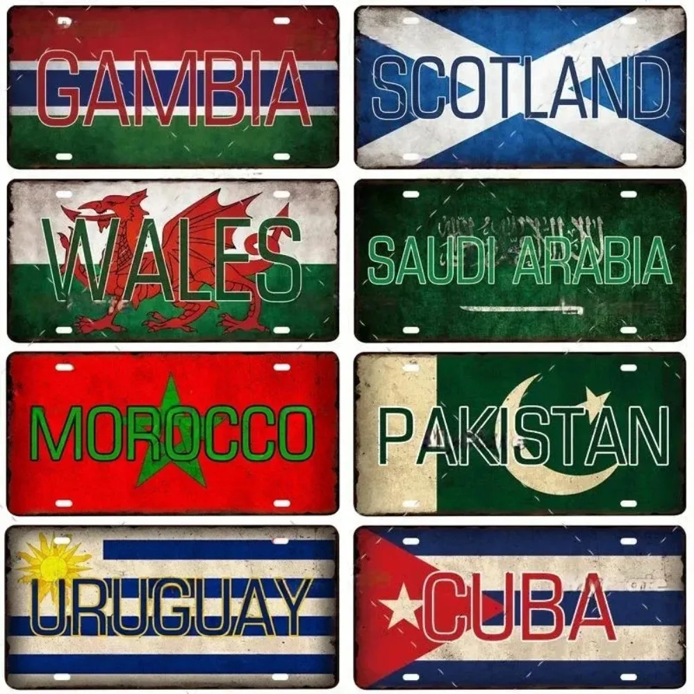 موناكو كوبا المملكة العربية السعودية أنغولا العلم علامة معدنية |   ديكور لوحة الملصق الدولي |   لوحة فنية جدارية بار/منزلية للمساحات ذات الطابع العالمي