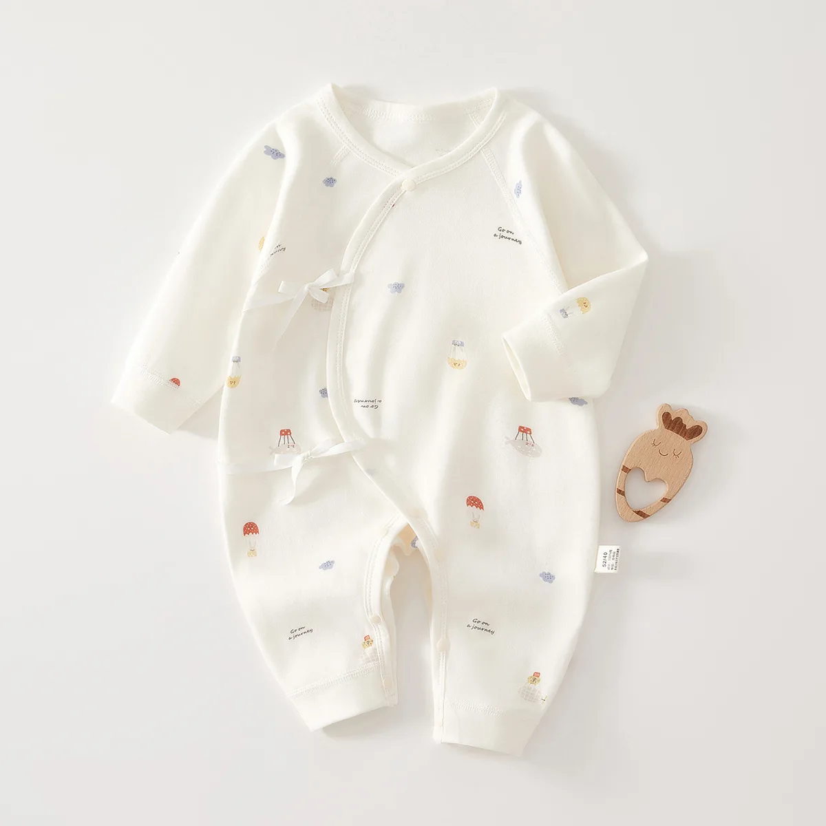 AYNIGIELL Jumpsuit Katun Bayi Baru Lahir Uniseks 0-6M - Pakaian Musim Semi/Musim Gugur Motif Kupu-kupu Kartun