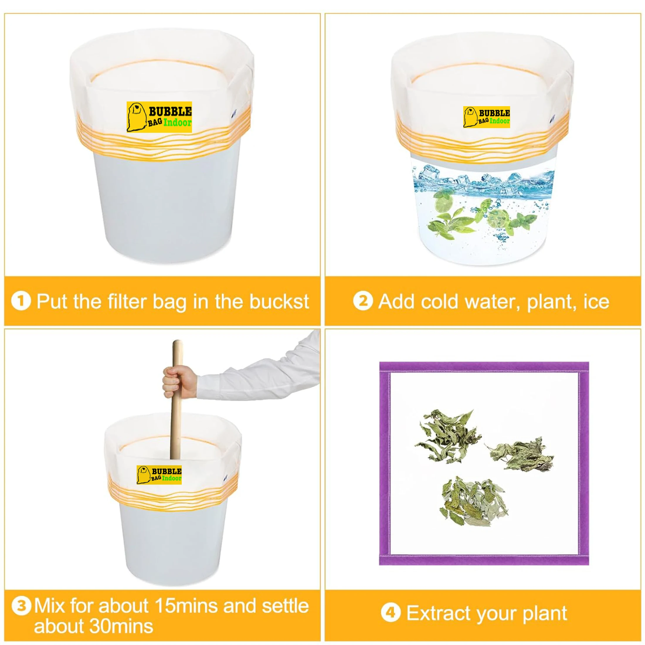 All Mesh Bubble Bags 1 Gallone 5-teiliges Kit Kräuter-Eis-Extraktor Hash Essence Shampo Flter Kräuterextraktion Grow Bag – Detail 5