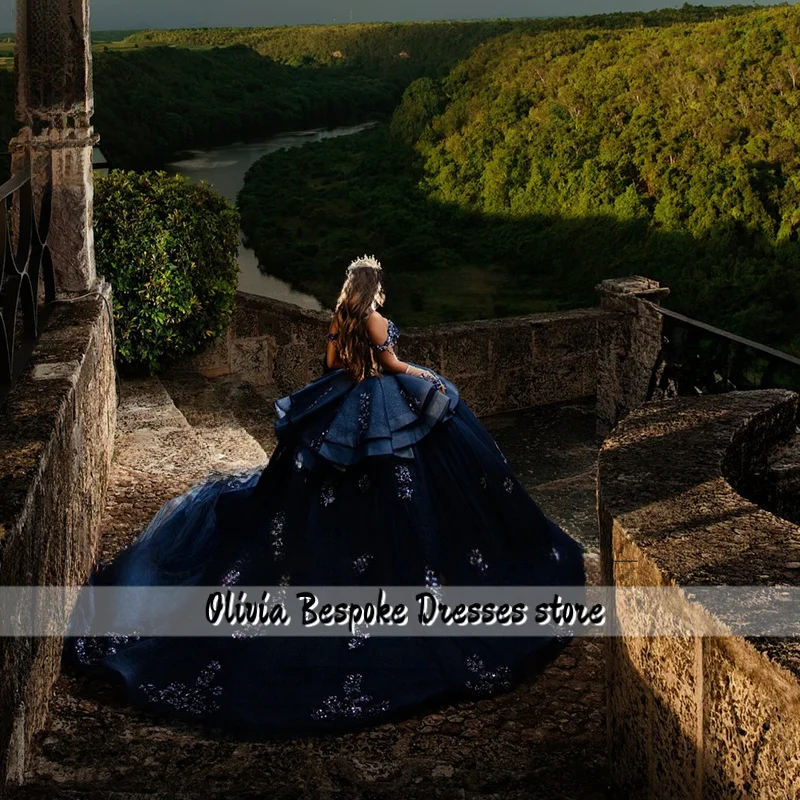 Preciosos vestidos de quinceañera de cristal, vestidos de baile con purpurina, fiesta de cumpleaños para niña, dulce 16, bata de ceremonia personalizada con hombros descubiertos