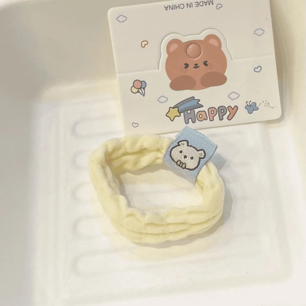 Высокоэластичная повязка на голову без следов с логотипом из ткани с плюшевым мишкой, милое полотенце, резинка для волос для тонкой кишки, элегантные аксессуары для хвоста