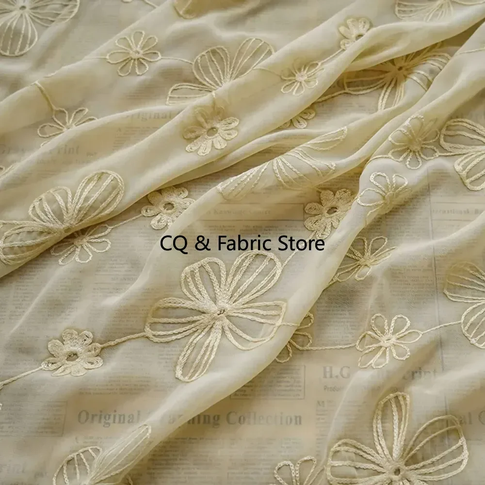 

Весенне-летняя шифоновая ткань с цветочной вышивкой для одежды, платьев, рубашек и юбок в китайском стиле