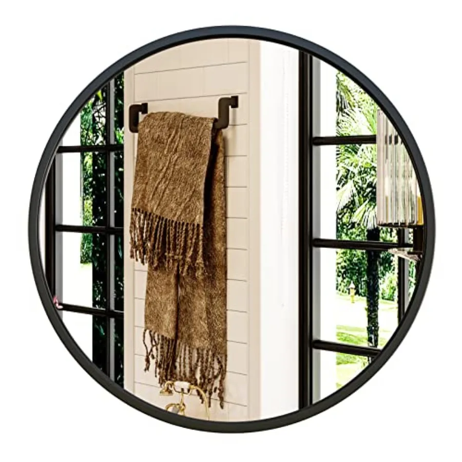 

24'' Round Mirror Circle Wall Mirror for Bathroom Vanity Entryway Living Room with Metal Frame for Home Decor