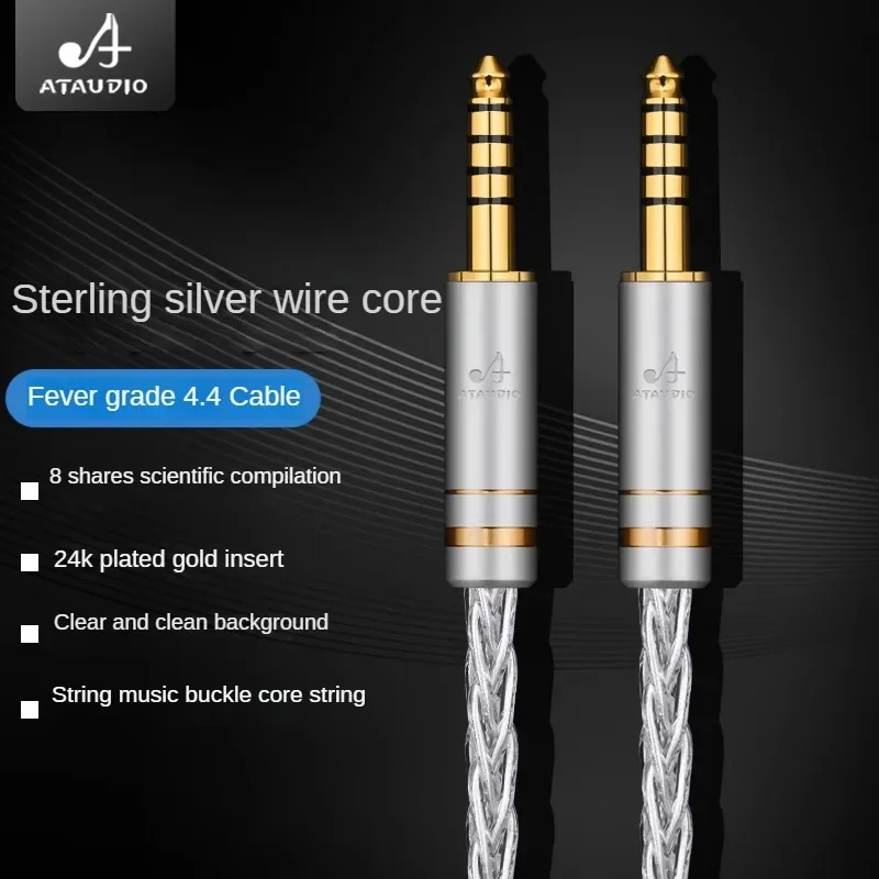 0.5M-5M Sterling Silver 4.4mm Male to Male Audio Cable HiFi Fever 4.4 to 4.4 Ear Player to Record Cable Over the Machine cable