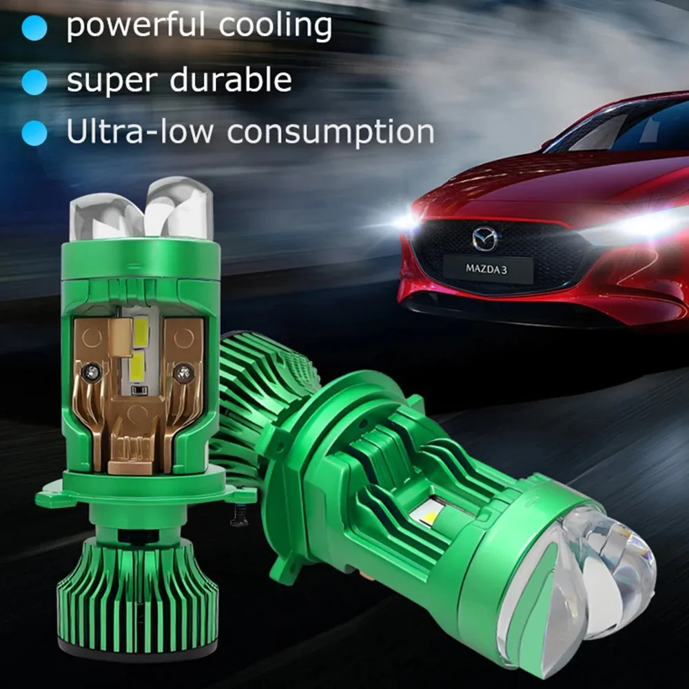 New 130W Mini Projetor Bi LED Lens H4 Car Headlight Dual Beam High Low Beam Integrated Auto Front LED Lamp For Auto Modification