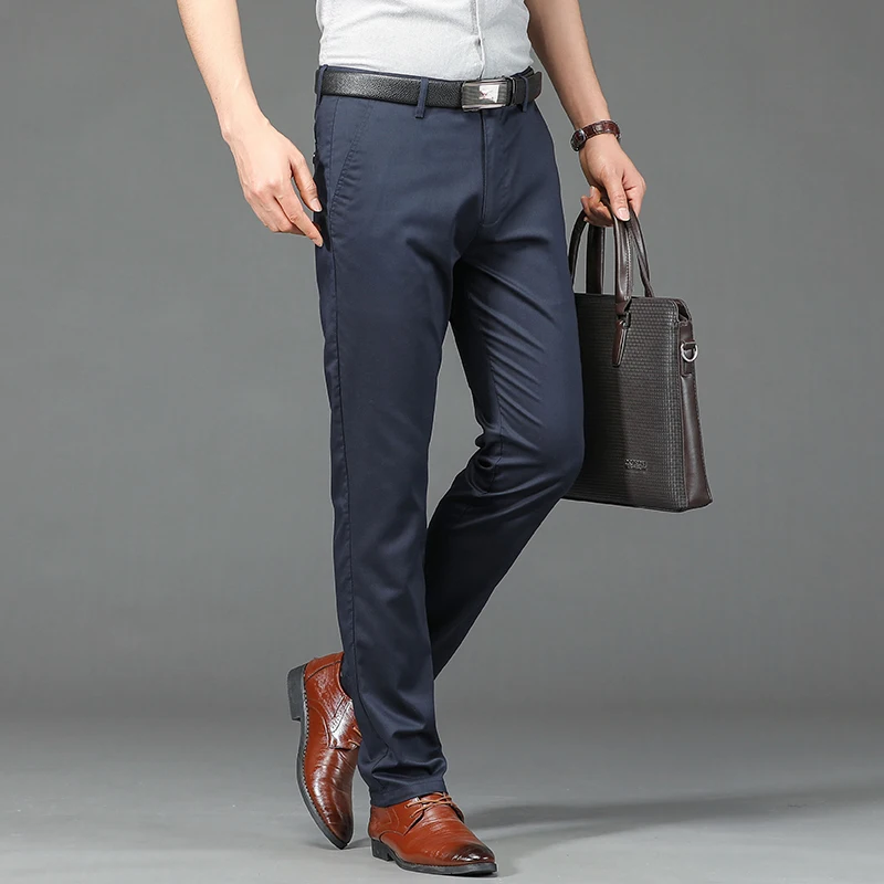 Modal Lyocell Fabric Casual Pants Men's Summer Thin Straight Business Suit Trousers Soft Breathable Comfortable Male Clothes - view 4