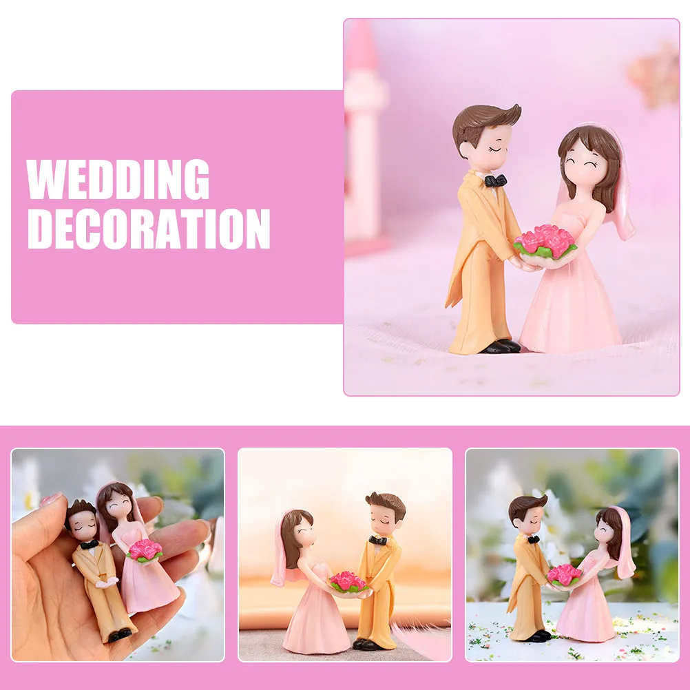 2 pairs Garden Decoration Outdoor Landscape Resin Ornament Halloween Christmas New Year Couple Cake Topper Romantic