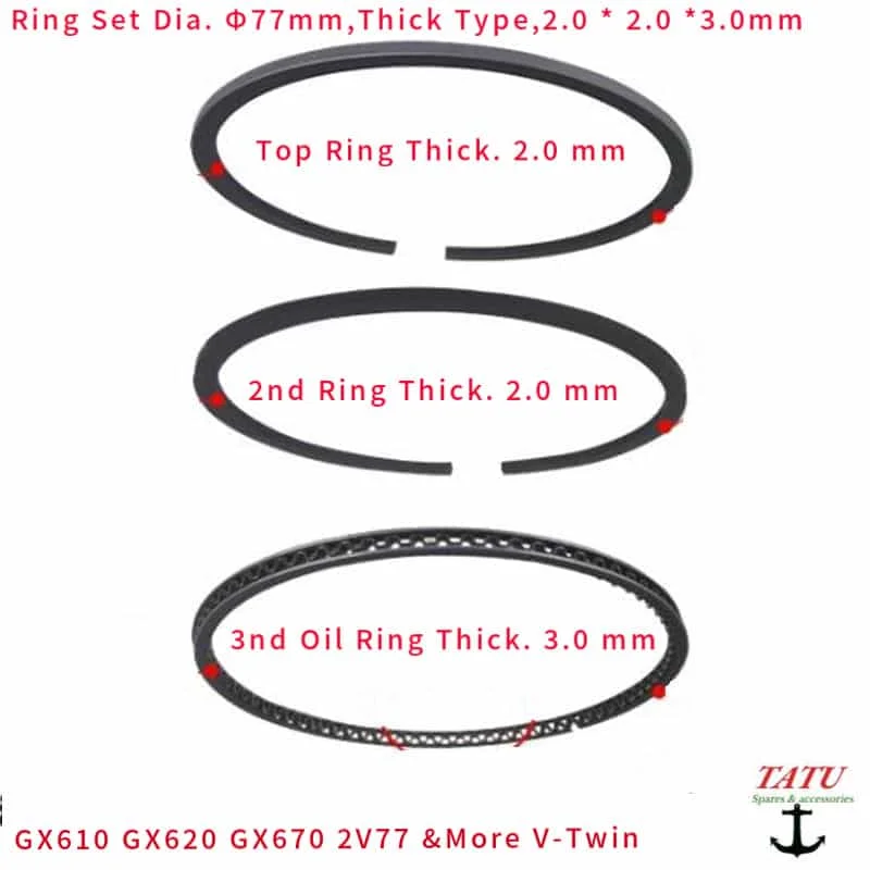 GX620 PISTON RING SET 77MM FOR HONDA GX670 GXV610 GXV620 2V77 20HP V-TWIN SH11000 SHT11000 SHT11500 8 ~10KW GENERATORS RINGS