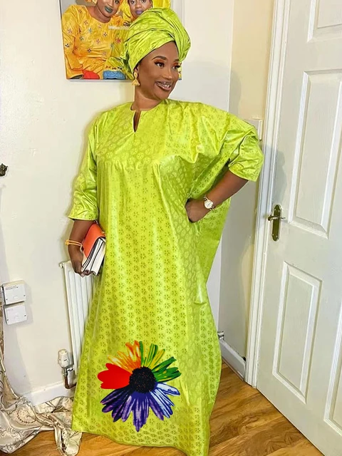 Verde Large Size Bazin Riche Femme 2022 ultimi abiti da festa giornalieri abiti da sera African Dashiki Robe Bazin abiti lunghi AliExpress