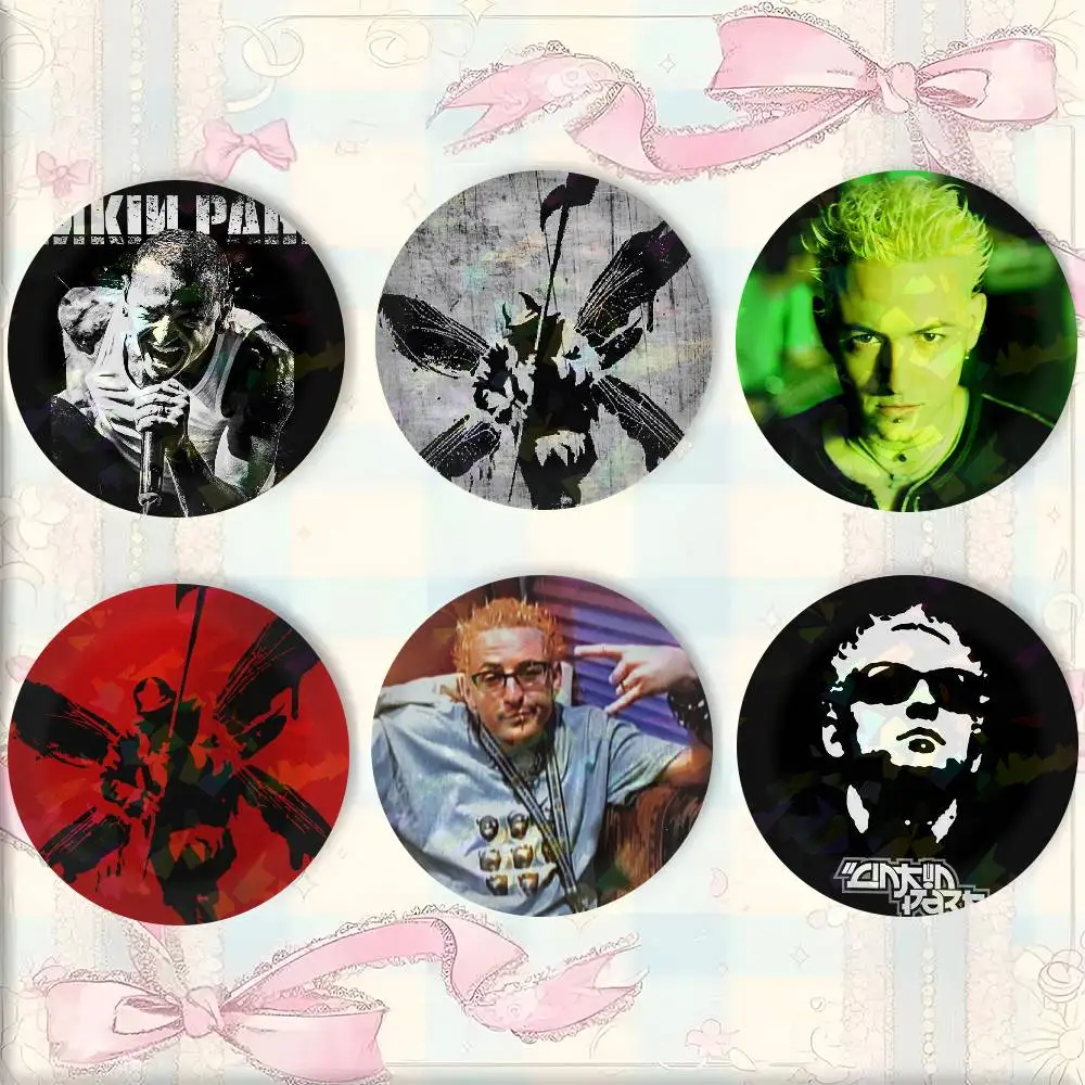 A-A-linkin-S P-Park Creative Round Button Pins Badge Set Cartoon Anime Movie Music Pattern Brooches For Bags Jackets