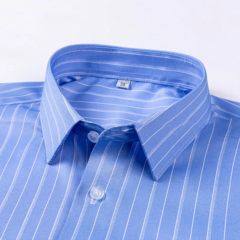 Novedad en camisas de algodón puro, camisas a rayas de manga larga para hombres, ajustadas, informales, de negocios, sociales, formales, ropa masculina de lujo de alta gama