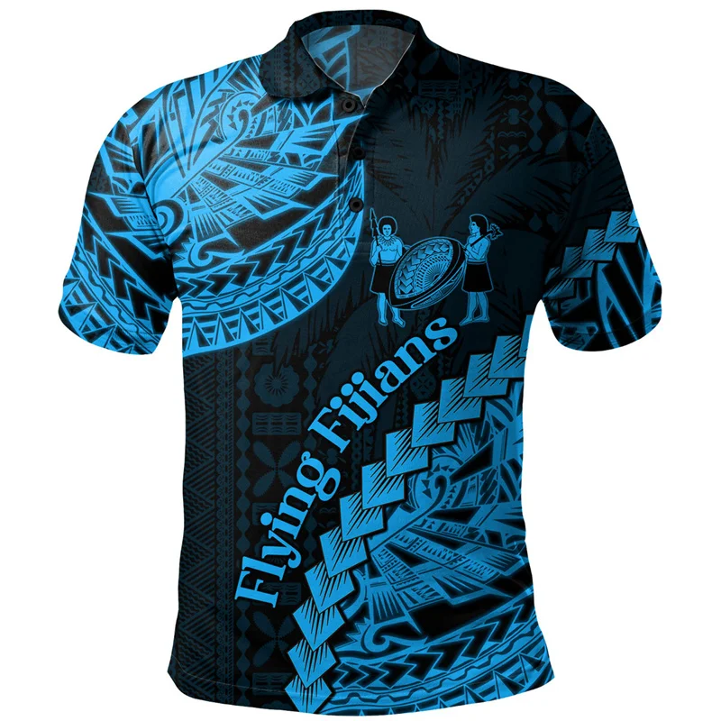 

Мужская рубашка-поло с 3D-принтом флага Фиджи, в стиле Харадзюку