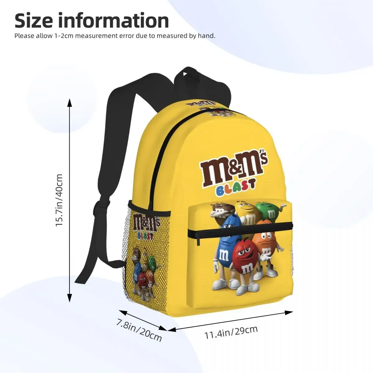 Candy M and M Chocolate Meme Student Backpack School Bag Hiking Travel Daypack for Boys Girls Fashion Bookbag Shoulder Bags