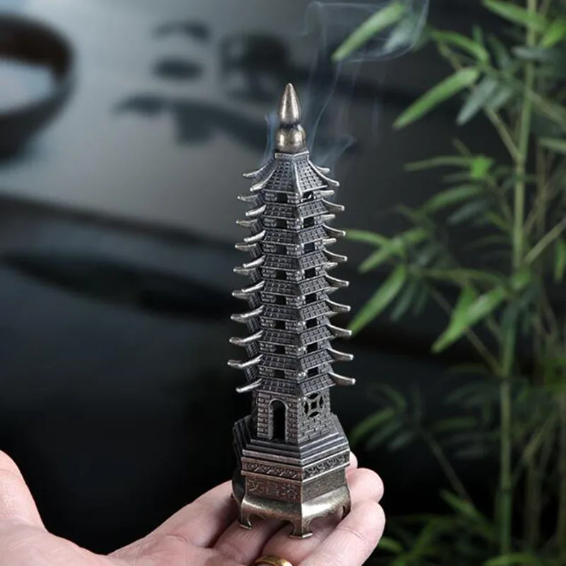 Metal Pagoda Smoking Backflow Incense Burner Sandalwood Incense Holder Fragrance Censer Tea Ceremony Home Decor