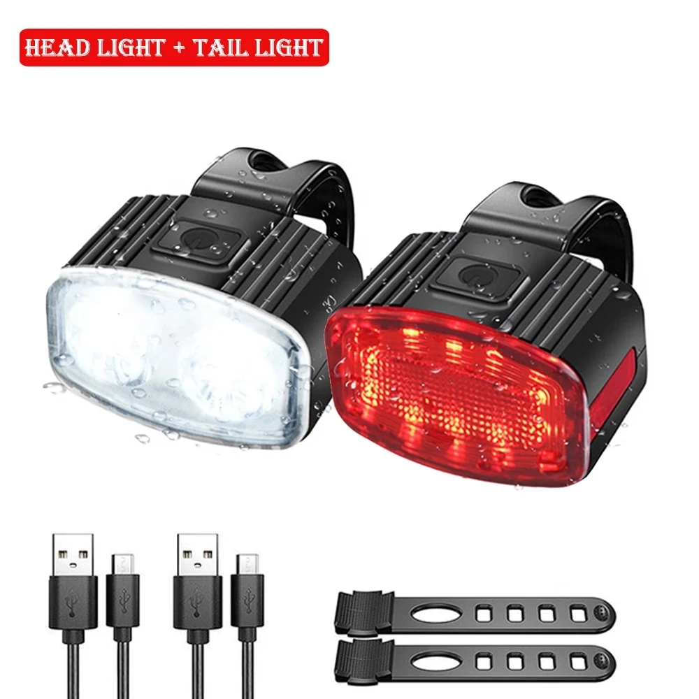 

Cycling Bicycle Front Rear Light Set Bike USB Rechargeable Headlight Light MTB Waterproof Taillight LED Bicycle Accessories